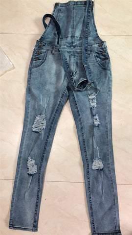 Men's Ripped Jeans Jumpsuits Hi Street Distressed Denim Bib Overalls Pants - DelightedStore