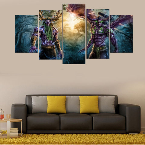 5 Panel World Of Warcraft Game Poster Wall Art Picture Home Decoration Living Room Canvas Print Wall Picture Printing On Canvas