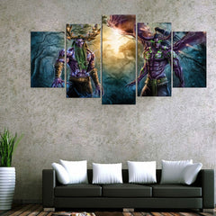 5 Panel World Of Warcraft Game Poster Wall Art Picture Home Decoration Living Room Canvas Print Wall Picture Printing On Canvas