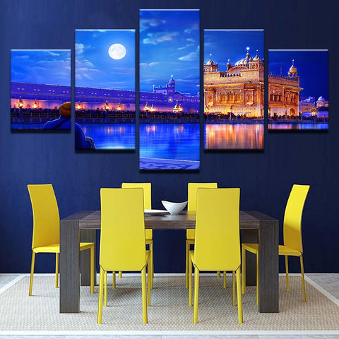 Golden Temple Moon Wall Art Canvas Print Decor - DelightedStore