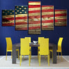 Image of Canvas Wall Art HD Prints Modular Pictures 5 Pieces Vintage American Flag Paintings For Living Room Home Decor Poster Framework