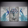 Image of Frames Decor Canvas Art 3 Pieces Peacock Couple Painting HD Printed Flowers Modern Prints Wall Modular Picture Kids Room Poster