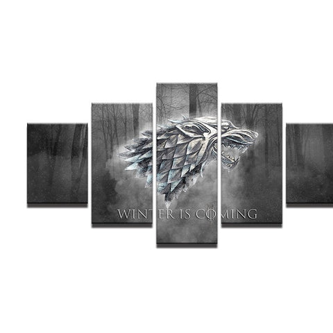 Canvas Wall Art Prints Winter Is Coming Painting Frame Modern Pictures 5 Panels TV Play Game Of Thrones Poster Home Decor PENGDA