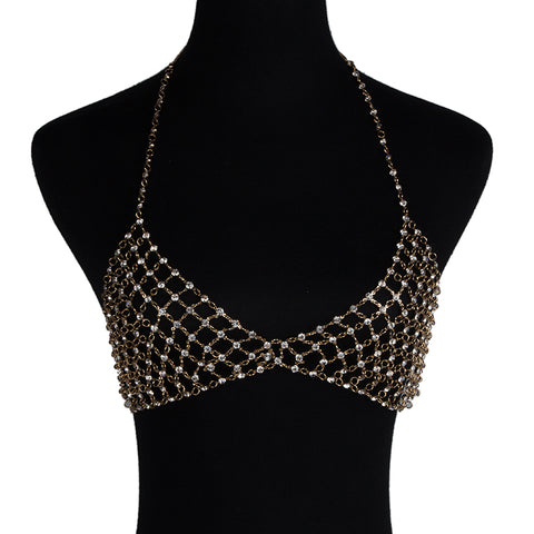 Rhinestone Brassiere Body Necklace Sexy Chain