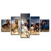 Image of Canvas Printed Scenery Paintings 5 Pieces Animals Horse Running Very Fast Modular Pictures Living Room Wall Art Home Decor Frame