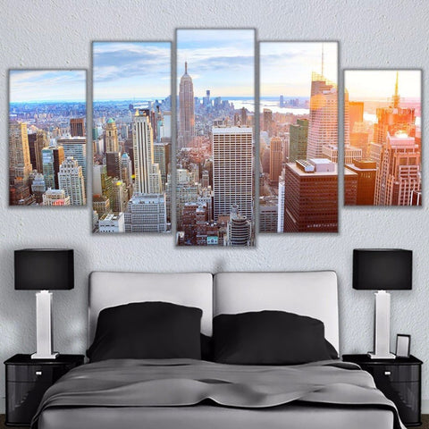 New York Building Sky View Wall Art Canvas Print - DelightedStore