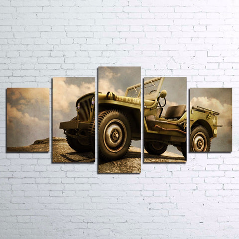 Modern HD Printed Modular Pictures Frame Canvas Poster 5 Pieces Retro Jeep Car Painting Home Decor Living Room Wall Art PENGDA