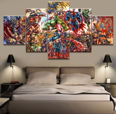 Marvel DC Mashup Collage Wall Art Canvas Print Decor - DelightedStore