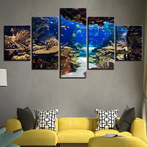 Canvas Wall Art Pictures Framework Home Decor Room 5 Pieces Underwater Sea Fish Coral Reefs Paintings HD Prints Seascape Posters