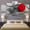 Image of Black-White Red Rose Wall Art Canvas Print Decor - DelightedStore