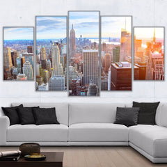 New York Building Sky View Wall Art Canvas Print - DelightedStore