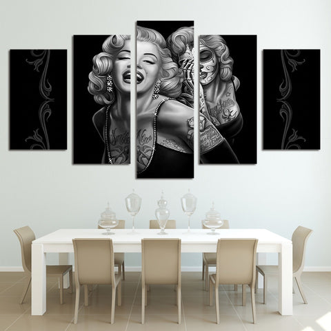 HD Printed 5 piece canvas art Marilyn Monroe sugar skull Painting room decoration poster picture canvas art wall decor/ny-2520
