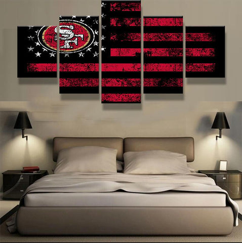 San Francisco 49ers USA Flag Wall Art Canvas Print Decor