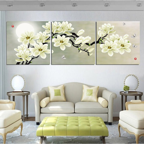 Modular Canvas Pictures Wall Art For Living Room 3 Pieces Magnolia Flowers Paintings Modern HD Printed Poster Home Decor Frame