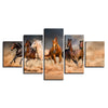 Image of Canvas Paintings Wall Art Framework 5 Pieces Galloping Horses Poster HD Prints Running Steed Pictures For Living Room Home Decor