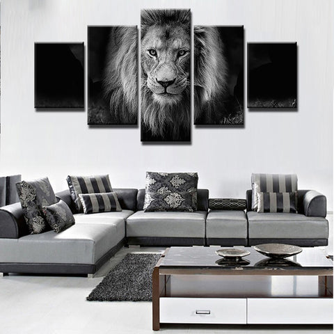 Black-White Lion King Wall Art Canvas Print Decor - DelightedStore