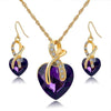 Image of Crystal Heart Necklace Earrings Wedding Jewelry Set