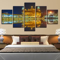 Golden Temple Beautiful Night Wall Art Canvas Print Decor