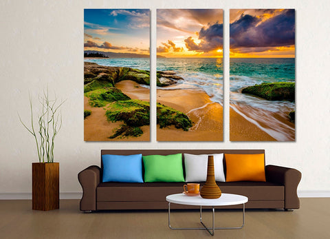 Hawaii Beach Golden Sunset Wall Art Canvas Decor Printing