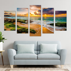 Hawaii Beach Golden Sunset Wall Art Canvas Decor Printing