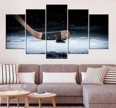 Hockey Stick Puck Winter Sport Wall Art Canvas Decor Printing