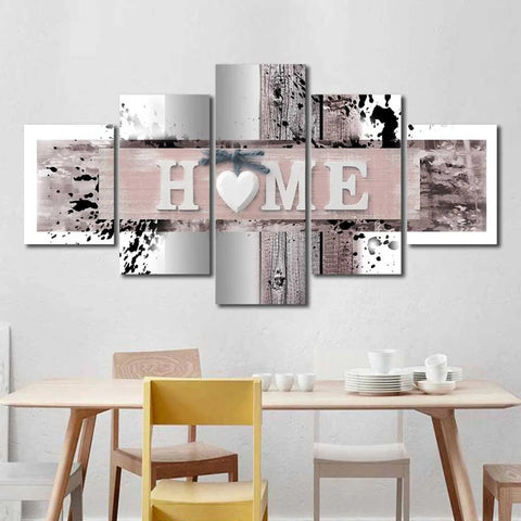 Home Abstract with Heart Wall Art Canvas Decor Printing