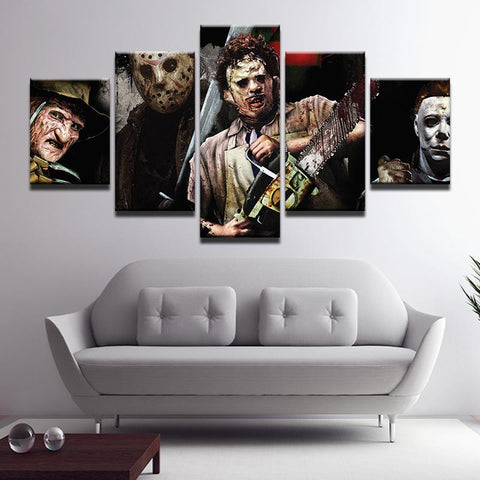 Horror Movie Characters Freddie Jason Michael Myers Wall Art Canvas Decor Printing