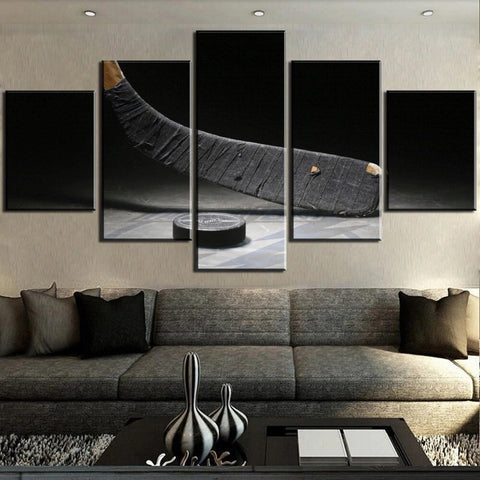 Ice Hockey Stick & Puck Sports Wall Art Canvas Decor Printing