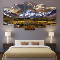 Ice Snow Mountain Sky Grassland Landscape Wall Art Canvas Decor Printing