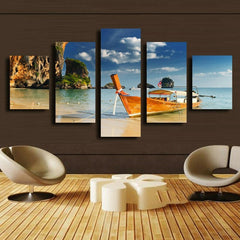 Island Hopping Boat Seascape Wall Art Canvas Decor Printing