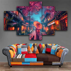 Japanese Anime Styles Kimono Girl Wall Art Canvas Decor Printing