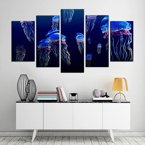 Jellyfish Vivid Abstract Underwater Ocean Wall Art Canvas Decor Printing