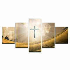 Jesus Light Cross Religious Wall Art Canvas Decor Printing