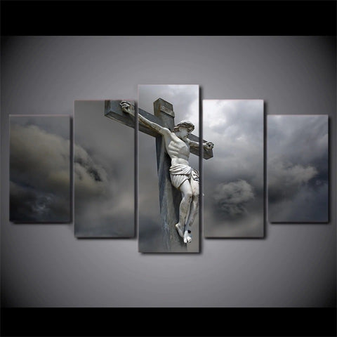Jesus Statue Cross Christian Wall Art Canvas Decor Printing