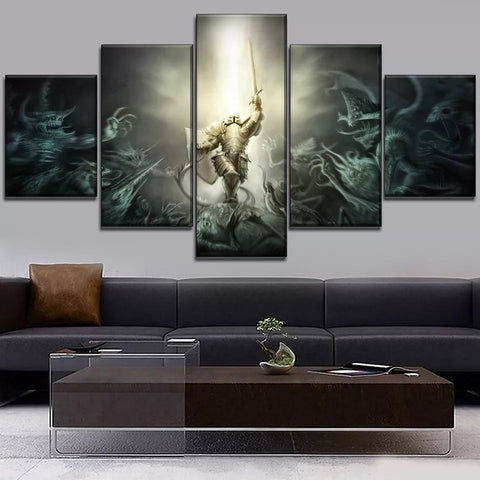 Knight Fight Demon Evil Wall Art Canvas Decor Printing