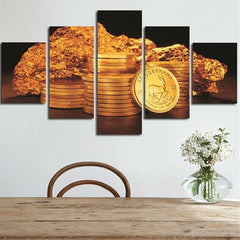 Krugerrand Gold Coins Treasure Wall Art Canvas Decor Printing