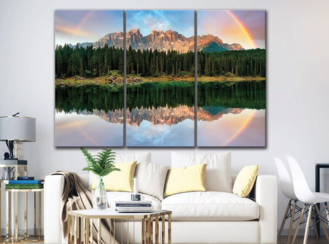 Lago Di Carezza Italy Alpine Lake Wall Art Canvas Print Decor