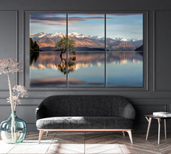 Lake Wanaka Tree New Zealand Wall Art Canvas Print Decor-3Panels