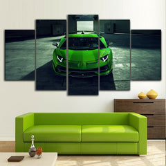 Lamborghini Aventador Car Green Wall Art Canvas Decor Printing