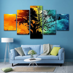 Landscape Fire & Ice Tree Sky Wall Art Canvas Decor Printing