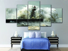 Lighthouse in Heavy Storm Wall Art Canvas Decor Printing