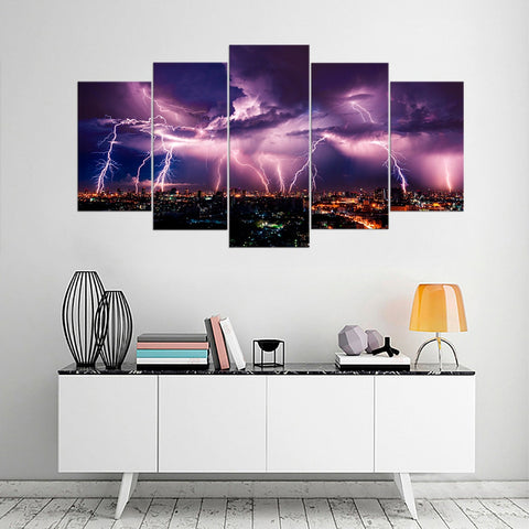 Lightning Sky Thunderstorm Wall Art Canvas Decor Printing
