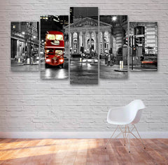 London Bus By Night Wall Art Canvas Decor Printing