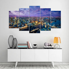 London Skyline at Night Cityscape Wall Art Canvas Decor Printing