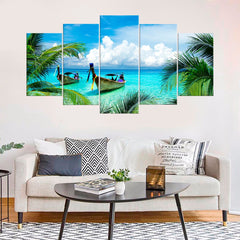 Long Tail Boats Ocean Tropical Beach Wall Art Canvas Decor Printing