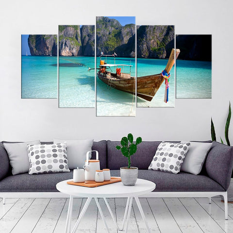Longtail Boat of Phuket Blue Ocean Wall Art Canvas Decor Printing