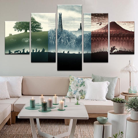 Lord Of The Rings Trilogy Inspired Wall Art Canvas Decor Printing