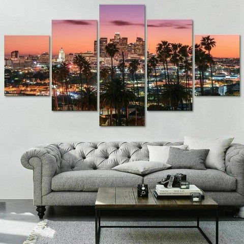 Los Angeles City Landscape Palm Tree Wall Art Canvas Decor Printing