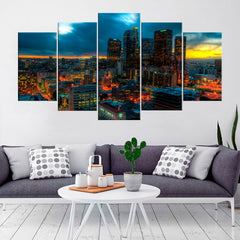 Los Angeles Sunset Cityscape Wall Art Canvas Decor Printing