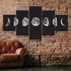 Lunar Cycles Full-Crescent Moon Wall Art Canvas Decor Printing